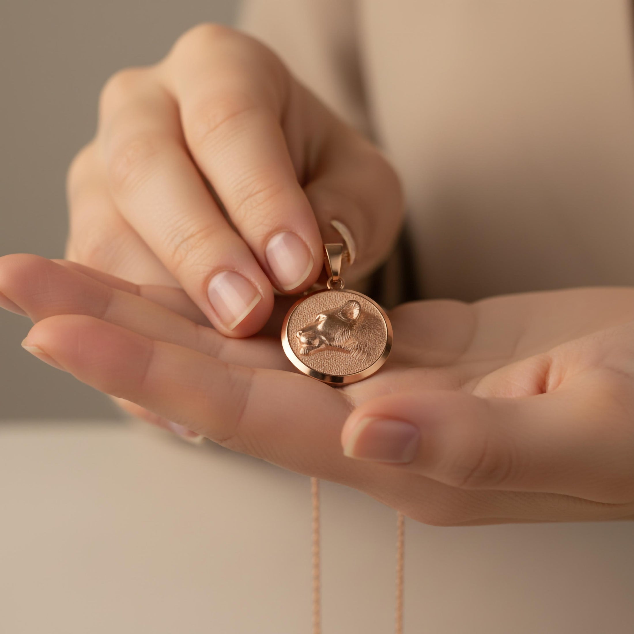 Gold Lioness Pendant - Engravable