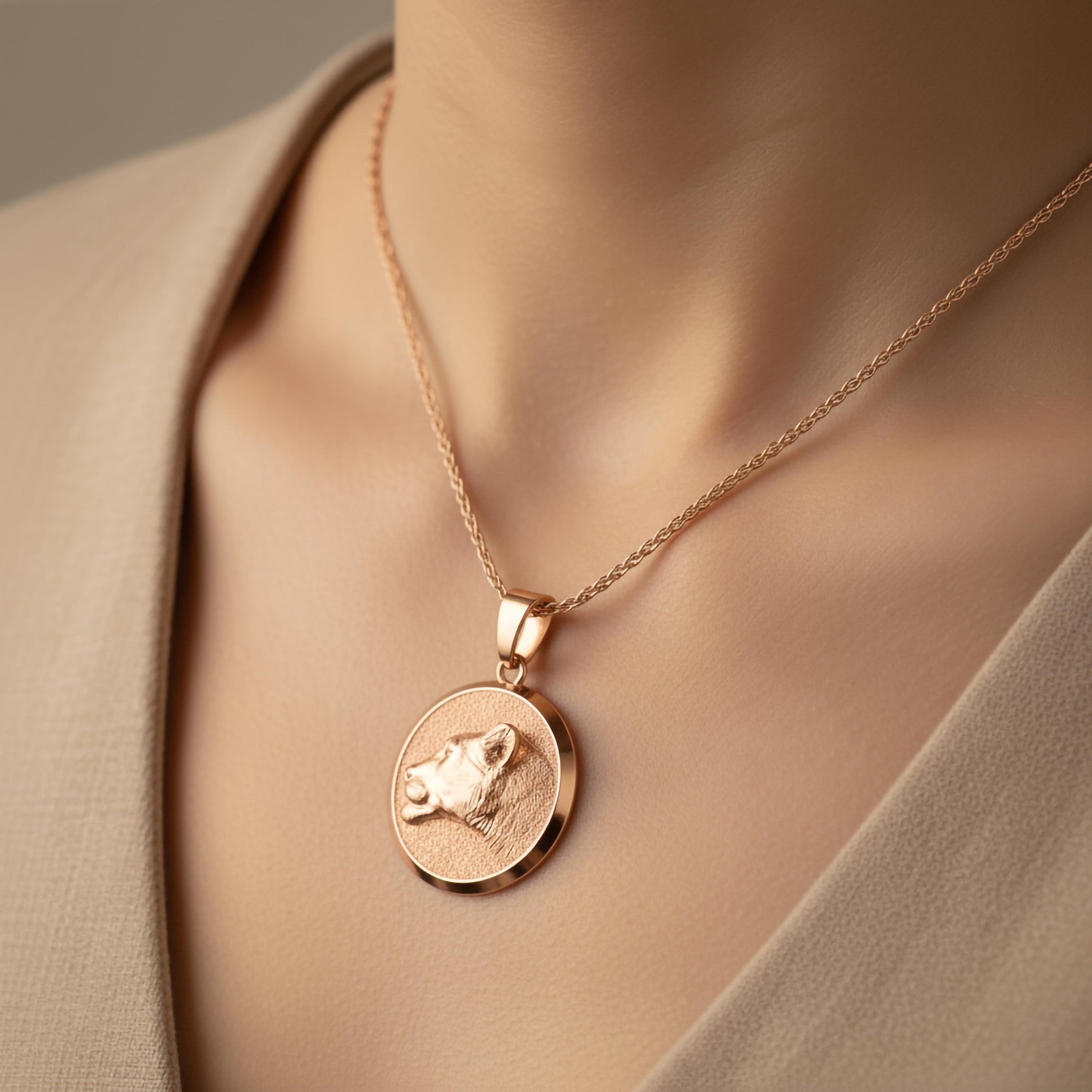 Gold Lioness Pendant - Engravable