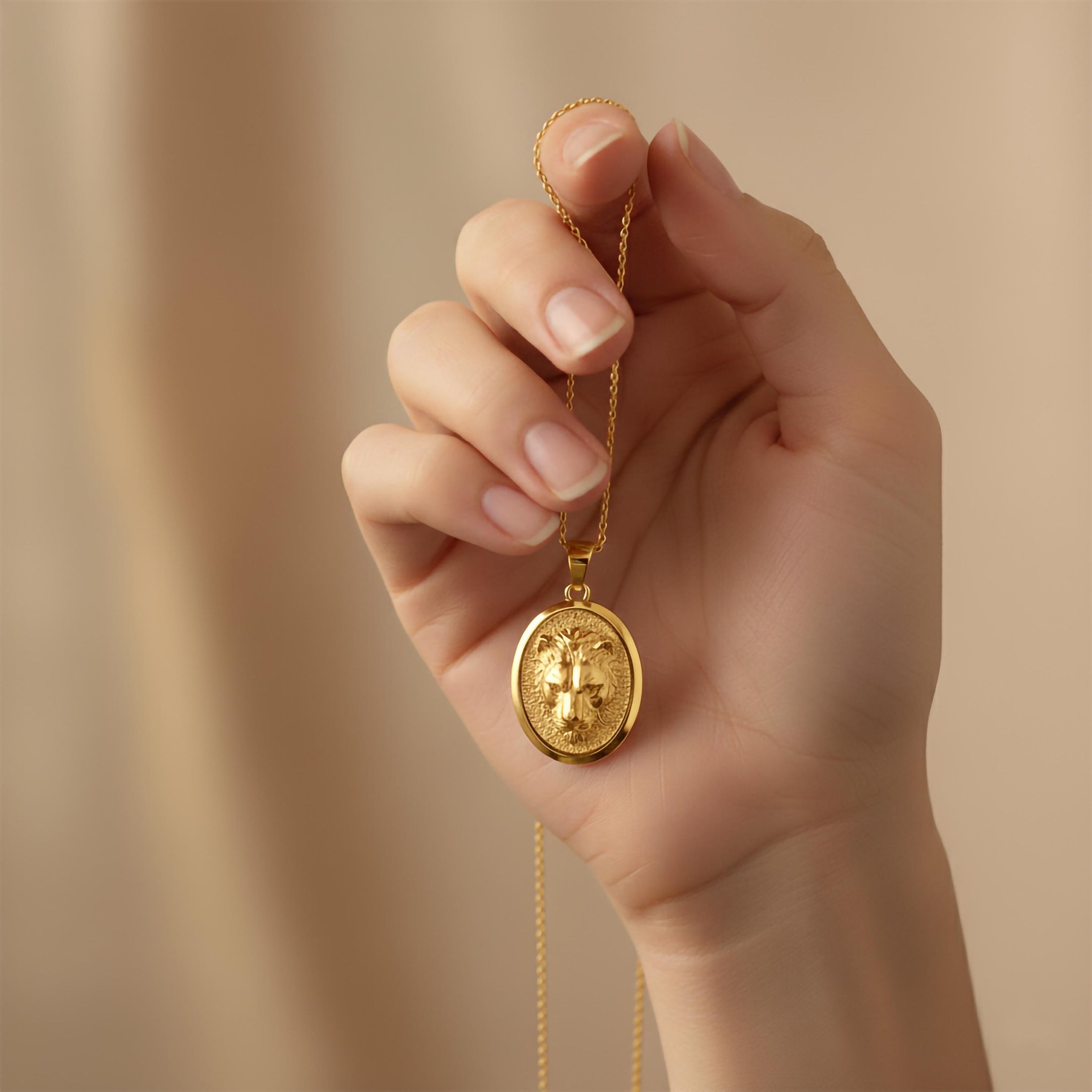 Gold Lioness Pendant - Engravable