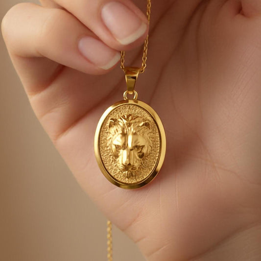 Gold Lioness Pendant - Engravable