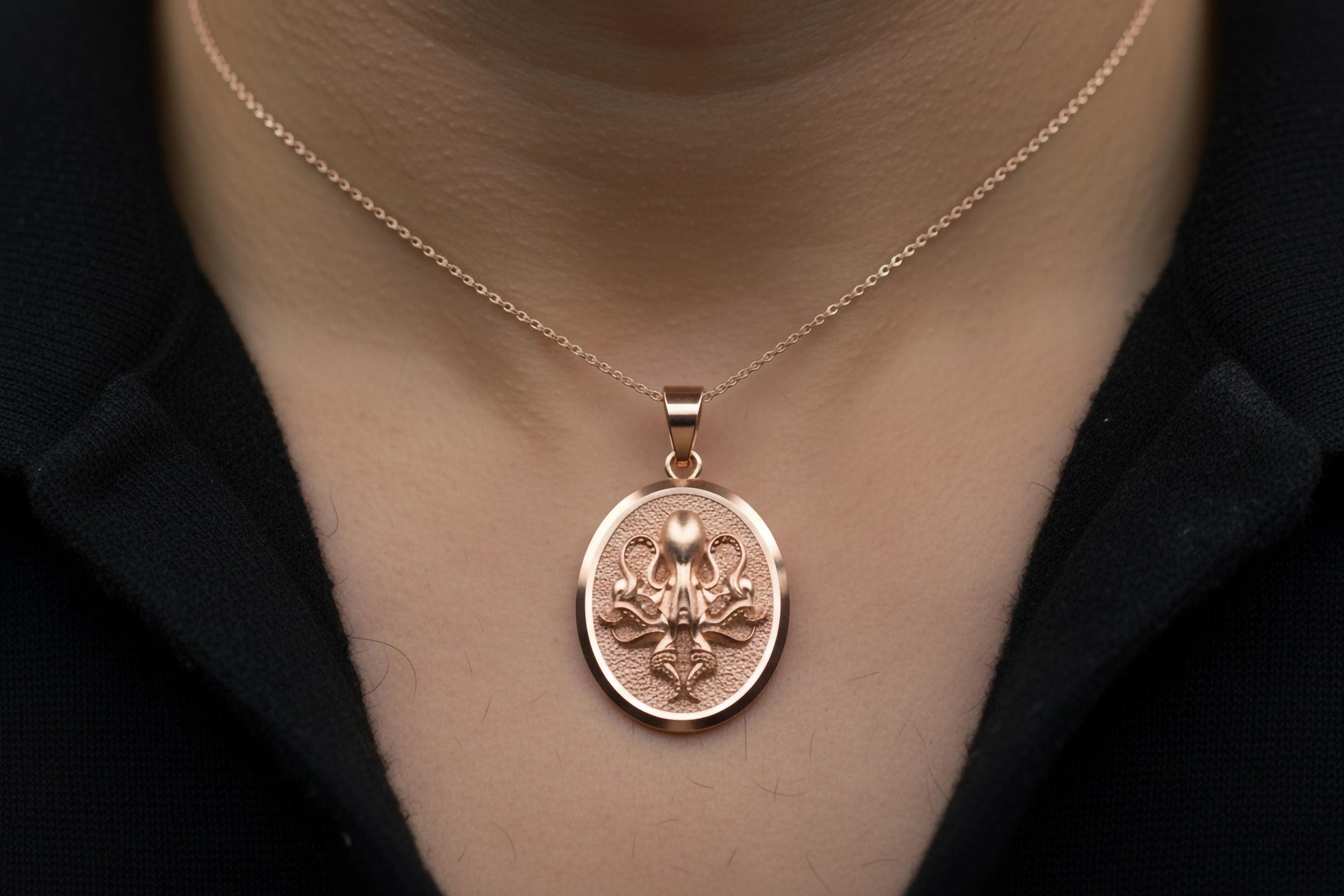 14K Gold Personalized Octopus Pendant Jewelry Christmas Gift For Him, Her Animal Pendant Necklace, Yellow Gold