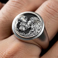 Load image into Gallery viewer, Lion Family Signet Ring – Sterling Silver Men’s Ring Symbol of Strength, Protection and Loyalty
