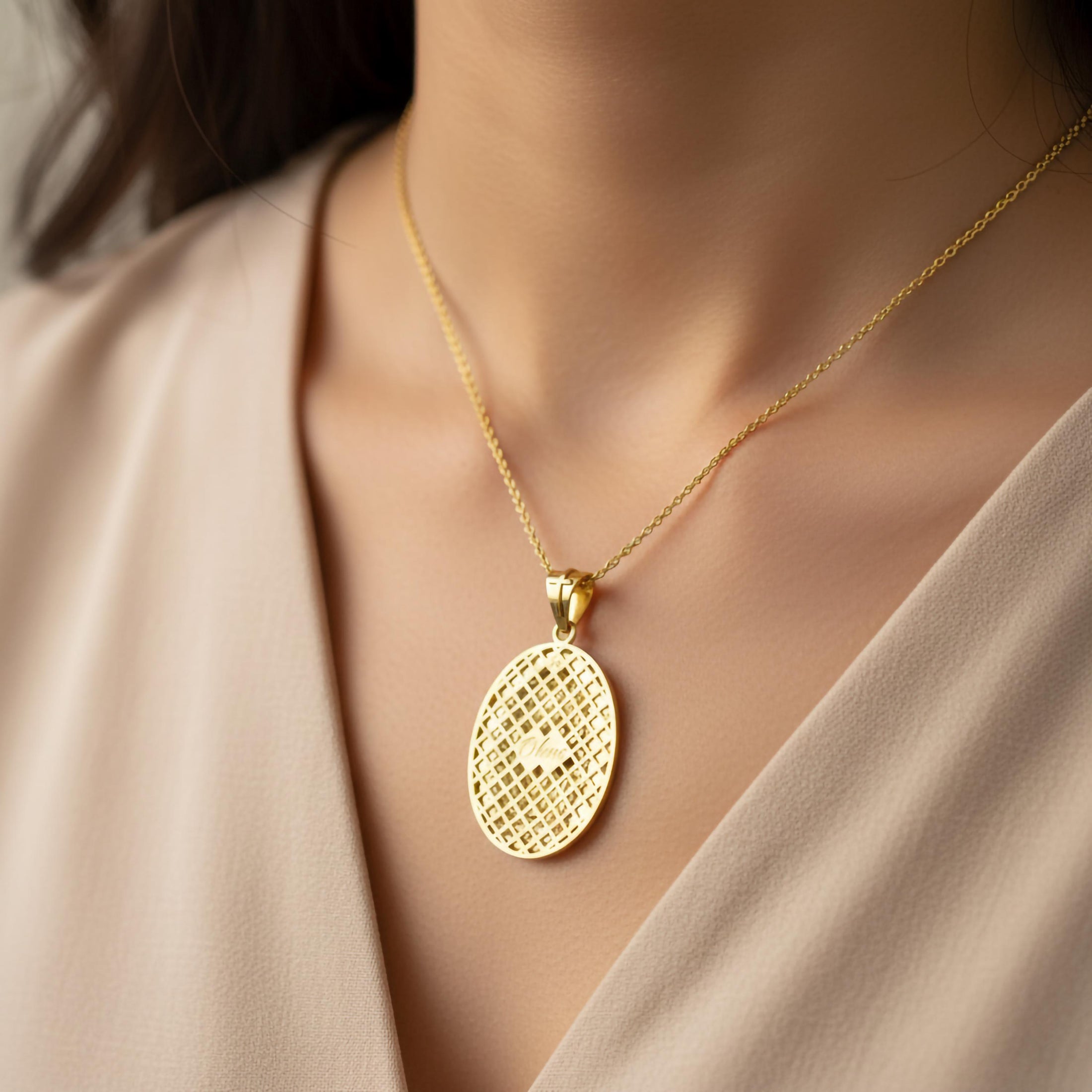 Gold Guadalupe Pendant - Engravable