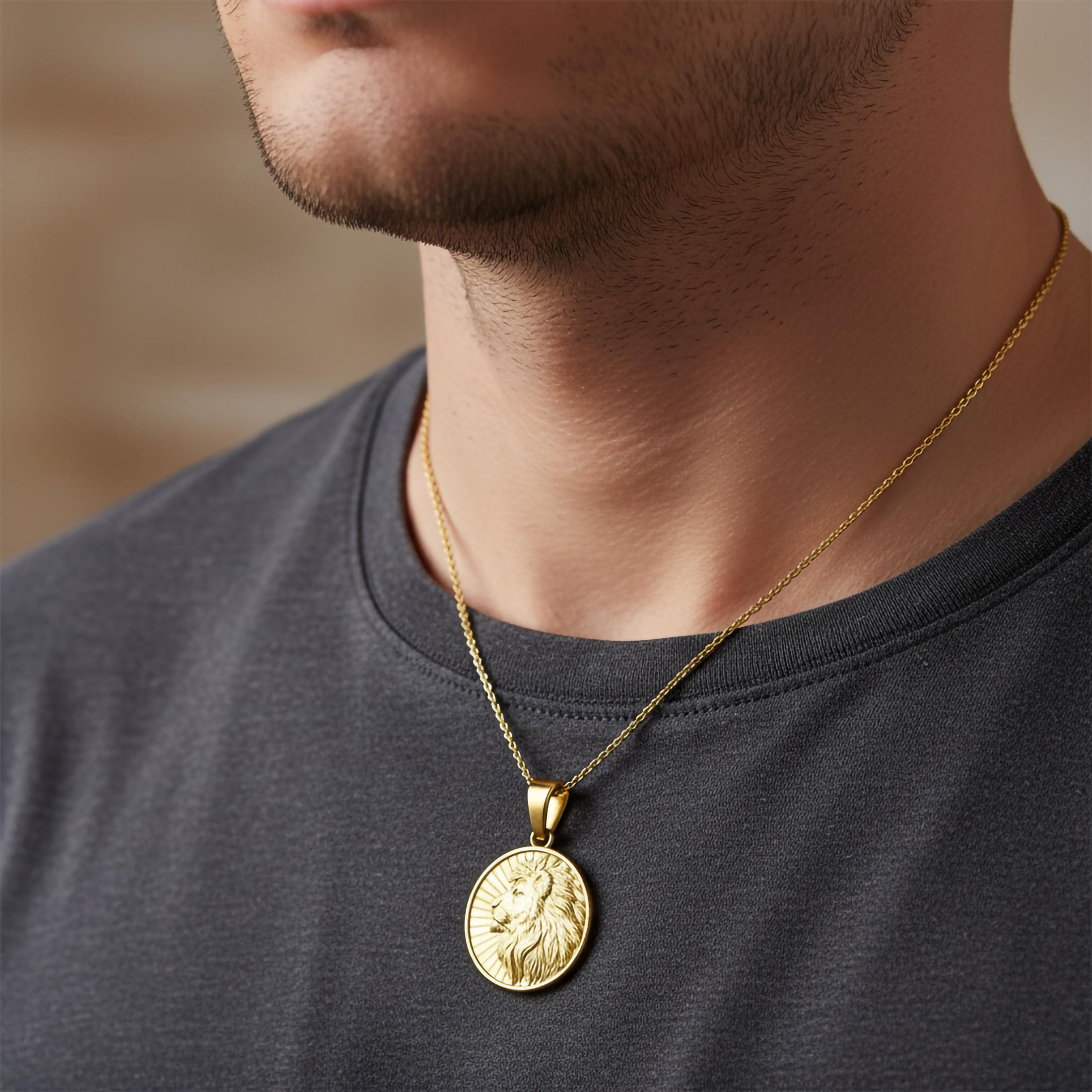 Gold Lion Of Judah Pendant - Engravable