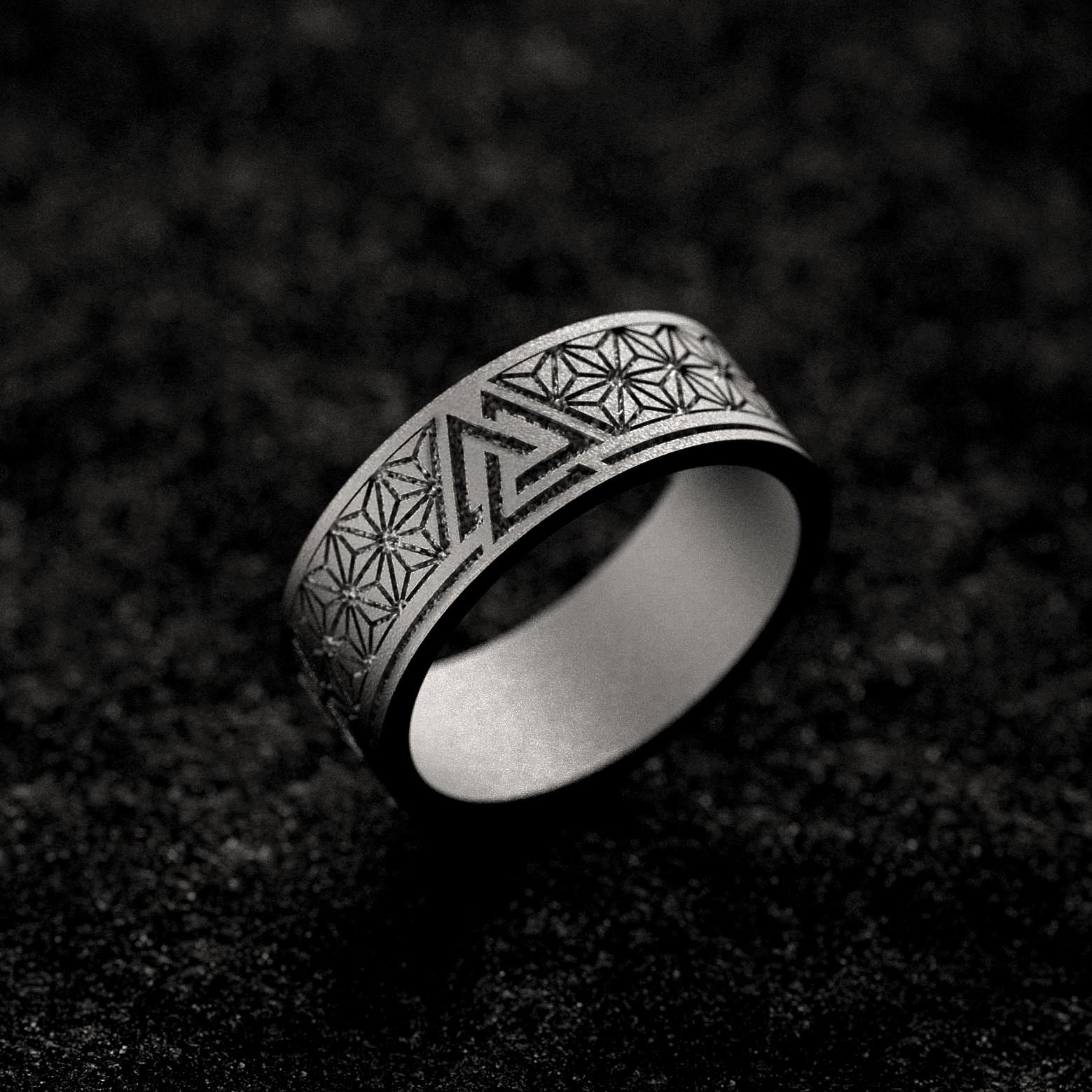 Valknut Ring with Flower of Life Pattern – Sterling Silver Viking Norse Mythology Band for Men