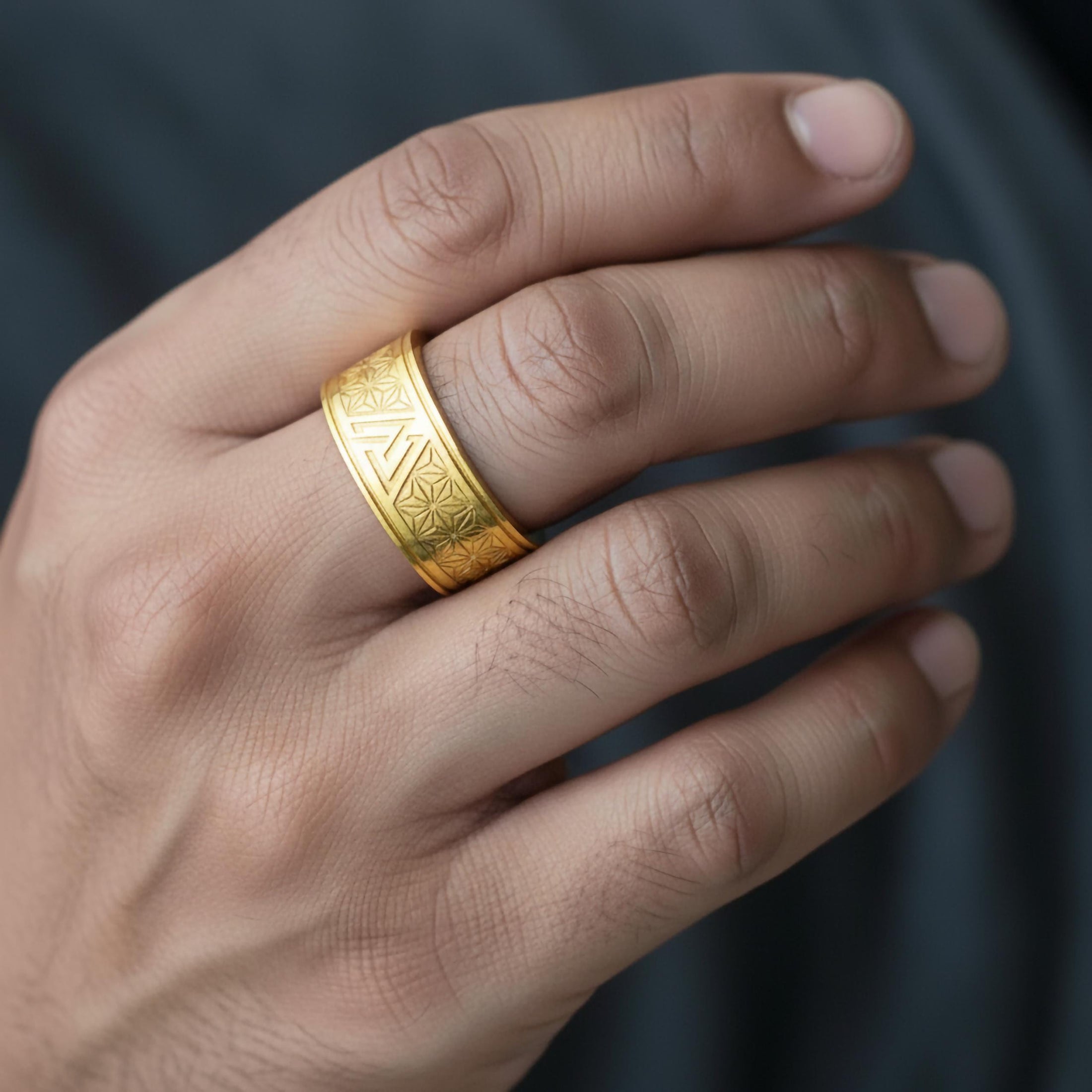 Valknut Ring with Flower of Life Pattern – Sterling Silver Viking Norse Mythology Band for Men