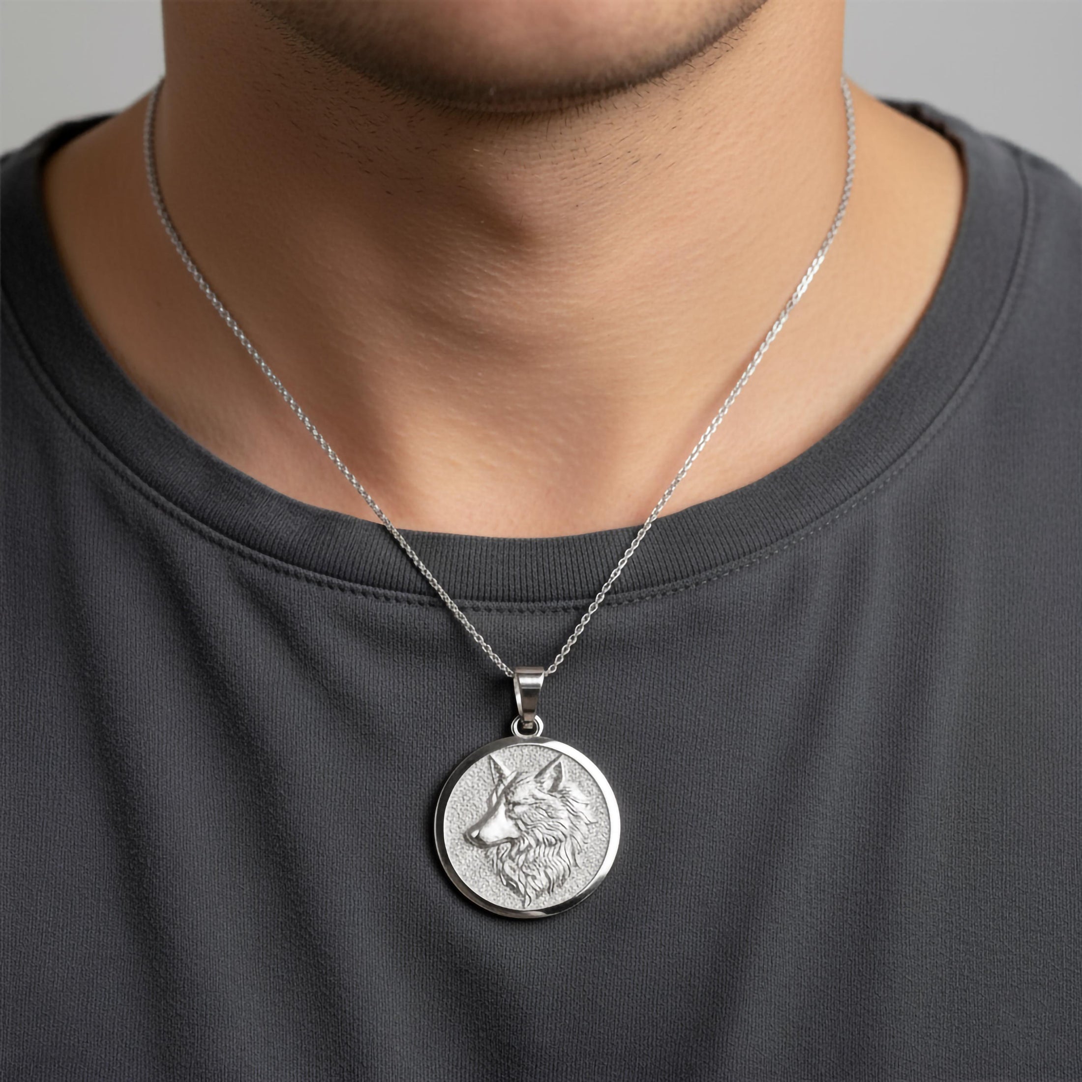 Gold Wolf Pendant - Engravable