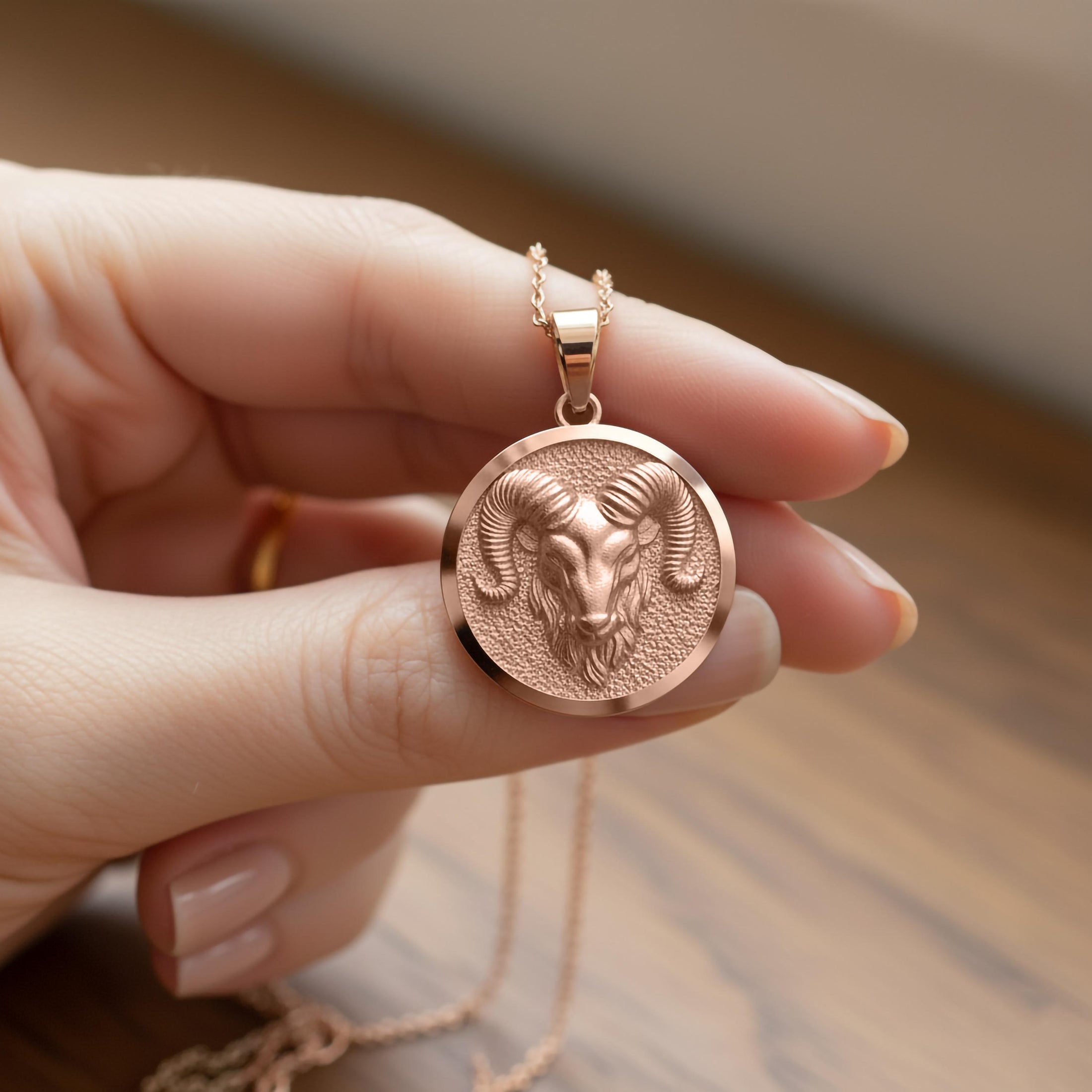 Gold Ram Pendant - Engravable