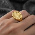 Load image into Gallery viewer, Roman Legion Ring – LEG III Flavia Felix Antique-Style Signet Ring, Ancient Roman Military Jewelry, Men’s Sterling Silver Gift