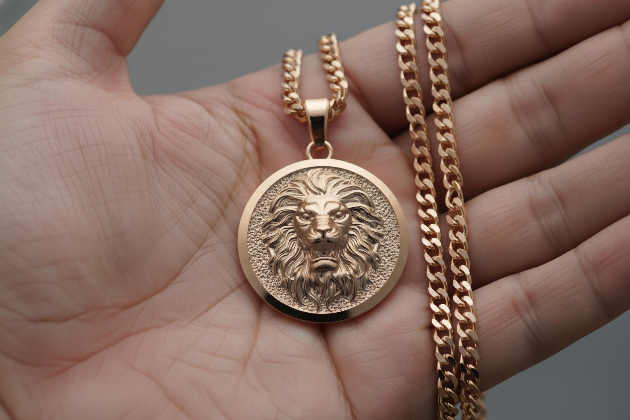 Gold Lion Pendant - Engravable