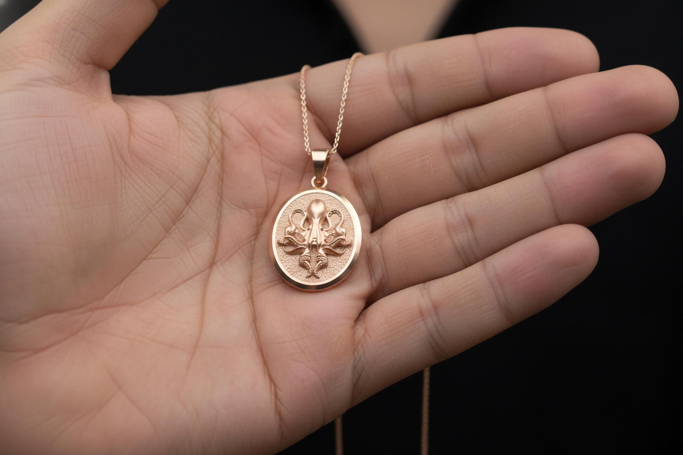 14K Gold Personalized Octopus Pendant Jewelry Christmas Gift For Him, Her Animal Pendant Necklace, Yellow Gold