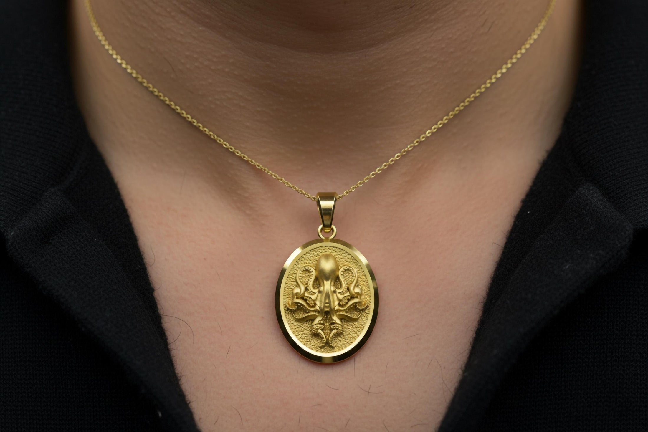 14K Gold Personalized Octopus Pendant Jewelry Christmas Gift For Him, Her Animal Pendant Necklace, Yellow Gold