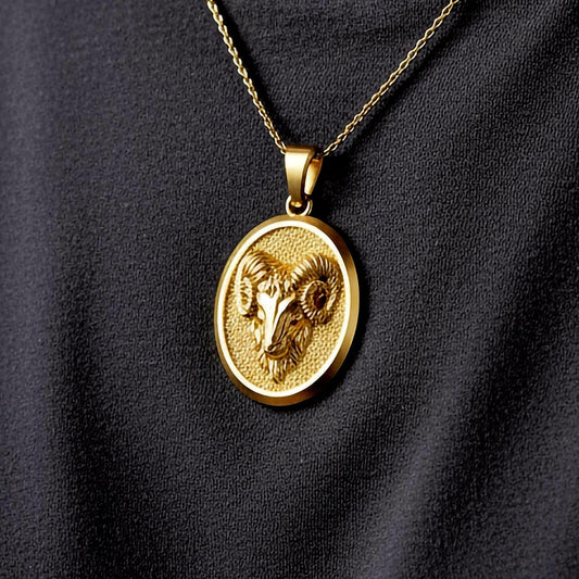 Gold Ram Pendant - Engravable