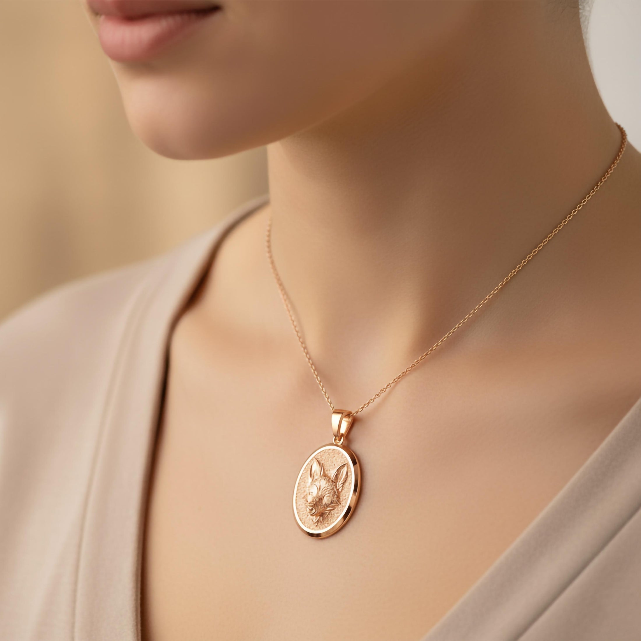 Gold Fox Pendant - Engravable