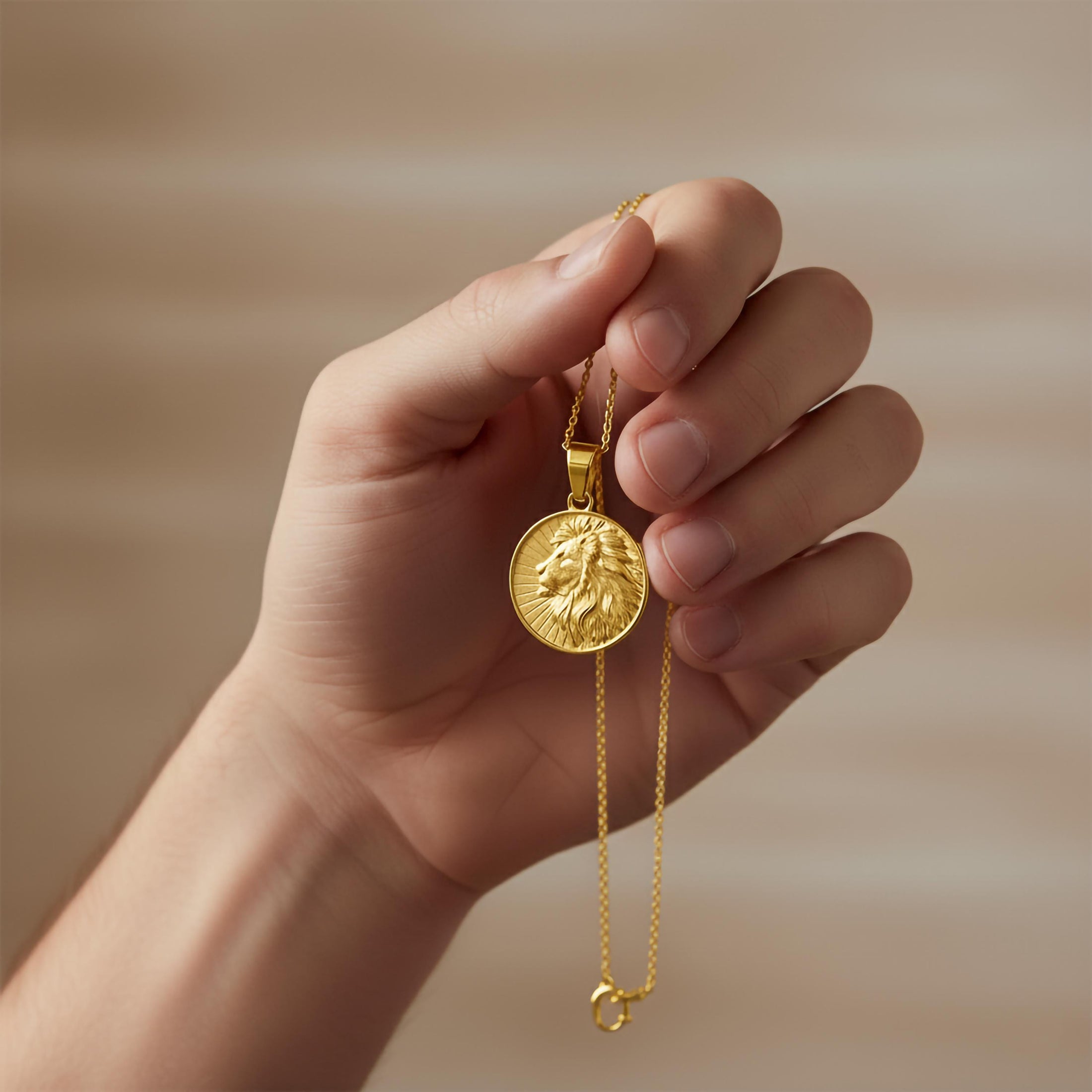 Gold Lion Of Judah Pendant - Engravable