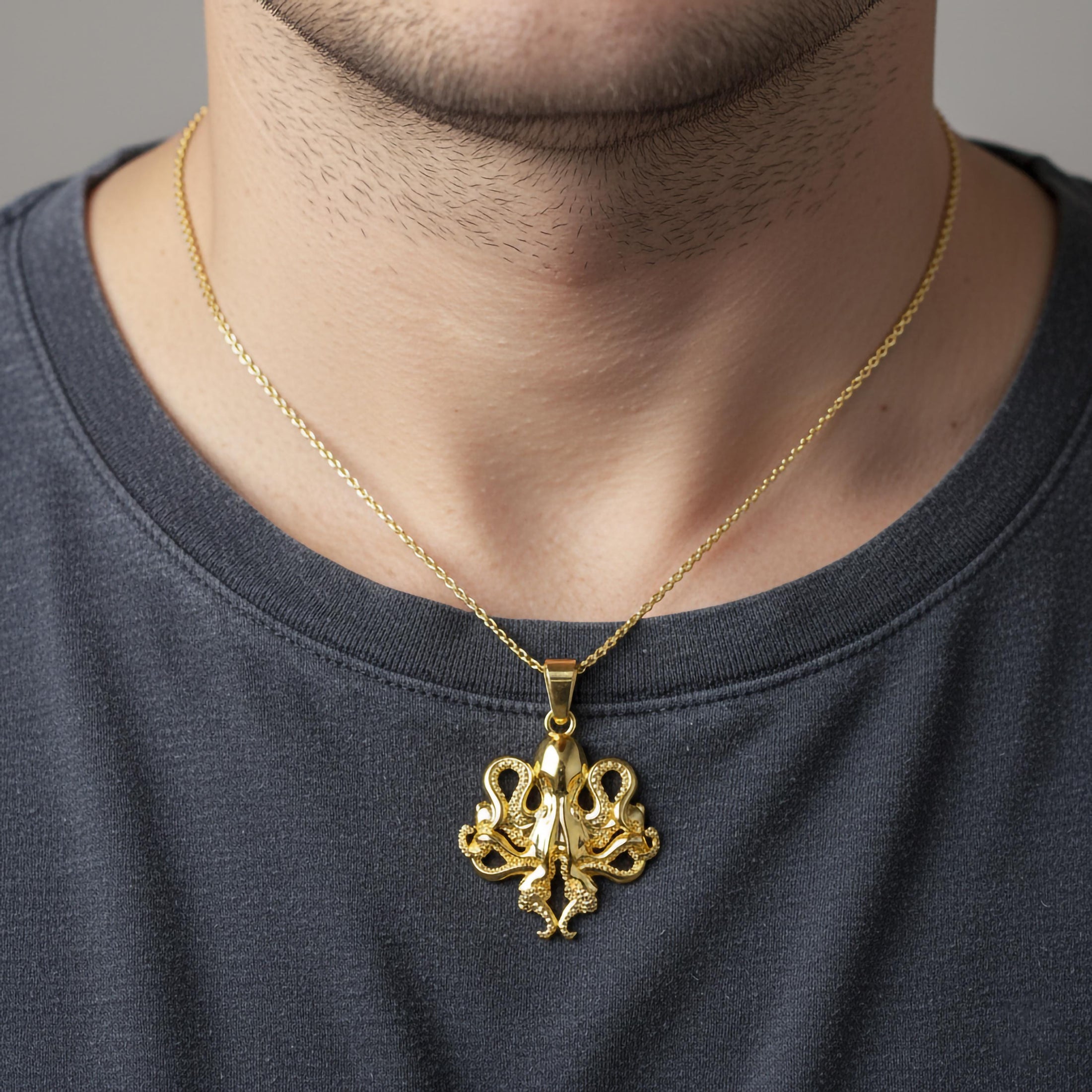 Gold Octopus Pendant
