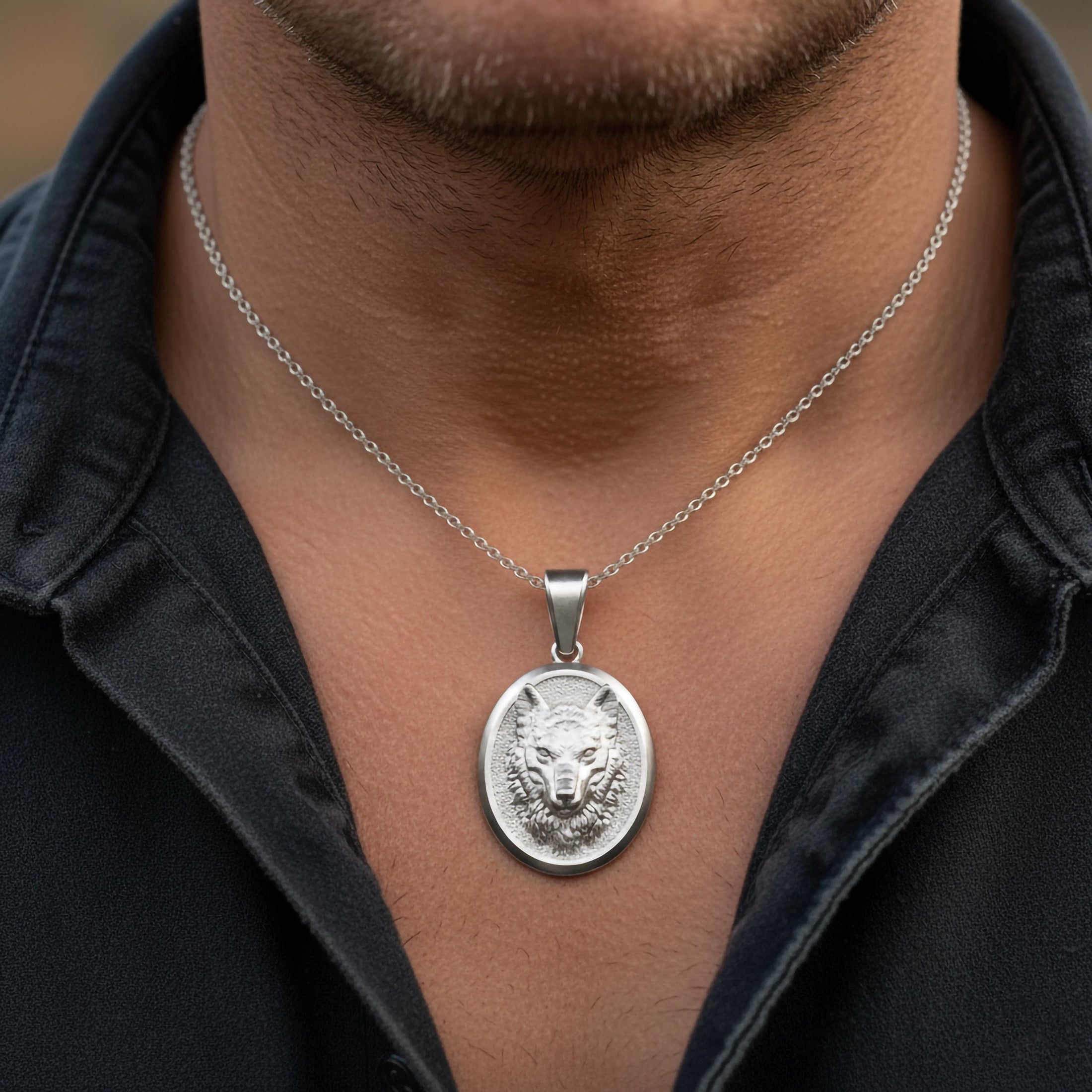 Gold Wolf Pendant - Engravable