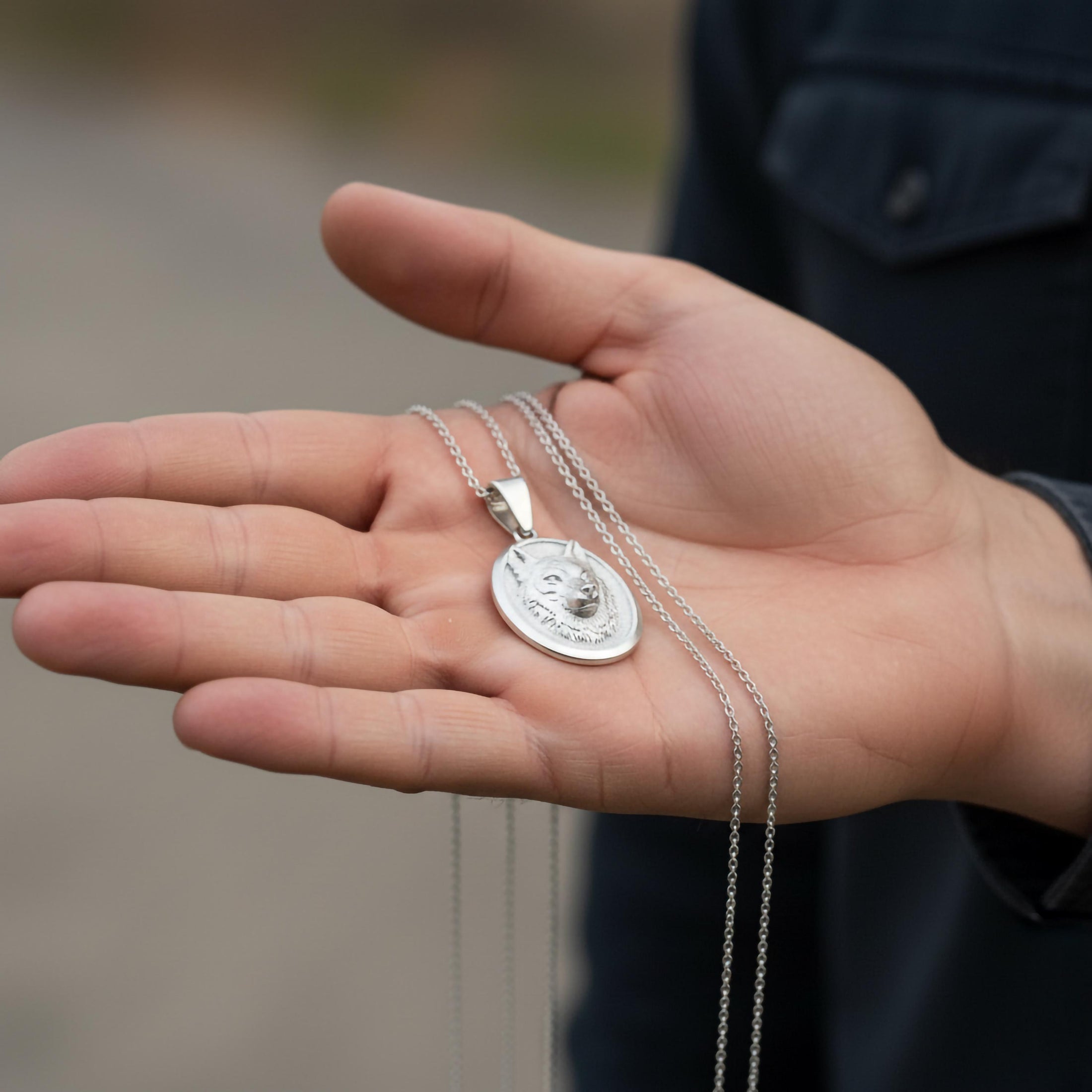 Gold Wolf Pendant - Engravable