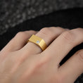 Bild in Galerie-Betrachter laden, Minimalist Square Gemstone Ring – Modern 925 Silver or Solid Gold & Rose Gold Band, Contemporary Mens or Womens Jewelry