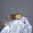 Bild in Galerie-Betrachter laden, Six-Stone Grid Signet Ring – Solid Gold or 925 Silver, Men’s Modern Geometric Ring, Luxury Statement Jewelry