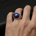 Load image into Gallery viewer, Round Gemstone Men’s Ring – 925 Sterling Silver Vintage Ring with Lapis Lazuli, Tiger’s Eye, Green Aventurine & Red Agate