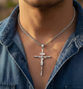 Load image into Gallery viewer, Crucifix Jesus Pendant – 925 Sterling Silver Cross Necklace for Men, Christian Faith Jewelry, Catholic Gift