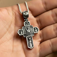 Load image into Gallery viewer, Orthodox Cross Pendant – 925 Sterling Silver Jesus and Archangel Necklace, Christian Faith Jewelry for Men
