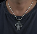 Load image into Gallery viewer, Saint Michael Cross Pendant – 925 Silver Archangel Protection Necklace, Orthodox Christian Jewelry for Men