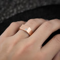 Bild in Galerie-Betrachter laden, Minimalist Square Gemstone Ring – Modern 925 Silver or Solid Gold & Rose Gold Band, Contemporary Mens or Womens Jewelry