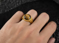 Load image into Gallery viewer, Vintage Gemstone Ring – 925 Silver Onyx, Tiger’s Eye & Lapis Lazuli Signet Ring, Bold Handmade Men’s Jewelry