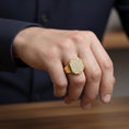 Load image into Gallery viewer, Octagonal Pavé Gold Signet Ring – Solid Gold or 925 Silver, Men’s Luxury Statement Ring, Modern Geometric Jewelry