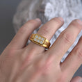 Bild in Galerie-Betrachter laden, Six-Stone Grid Signet Ring – Solid Gold or 925 Silver, Men’s Modern Geometric Ring, Luxury Statement Jewelry
