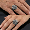 Load image into Gallery viewer, Saint Anastasia Signet Ring – Patron Saint of Healers & Prisoners Gift – Oxidized Silver, Gold Plated