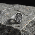 Load image into Gallery viewer, Saint Anastasia Signet Ring – Patron Saint of Healers & Prisoners Gift – Oxidized Silver, Gold Plated