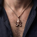 Load image into Gallery viewer, Rose gold plated octopus Cthulhu pendant necklace worn on model with mystical Lovecraftian style