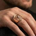 Load image into Gallery viewer, Rose gold plated Lord Ganesha signet ring worn on finger, sacred Ganesh motif, meaningful spiritual accessory