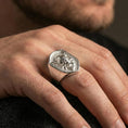 Load image into Gallery viewer, Polished silver Lord Ganesha signet ring worn on finger, detailed Ganesh engraving, spiritual signet style