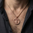 Load image into Gallery viewer, Rose gold plated feminine goddess pendant necklace worn on model with mystical natural style
