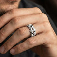 Load image into Gallery viewer, Polished silver basket weave ring worn on hand emphasizing clean craftsmanship and everyday minimalist heritage style