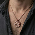 Load image into Gallery viewer, Rose gold plated ankh medallion worn on neck, Eye of Providence ankh pendant with Egyptian symbolism and detailed relief pattern
