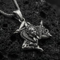 Load image into Gallery viewer, Oxidized 925 sterling silver trinacria pendant on volcanic rock, sicilian triskelion medusa medallion necklace