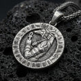 Load image into Gallery viewer, Oxidized 925 sterling silver Anubis pendant on volcanic rock, Egyptian god medallion necklace with hieroglyph ring