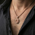 Load image into Gallery viewer, Rose gold plated crocodile pendant necklace worn on the neck, presented in an elegant close-up wear shot with a strong masculine aesthetic.