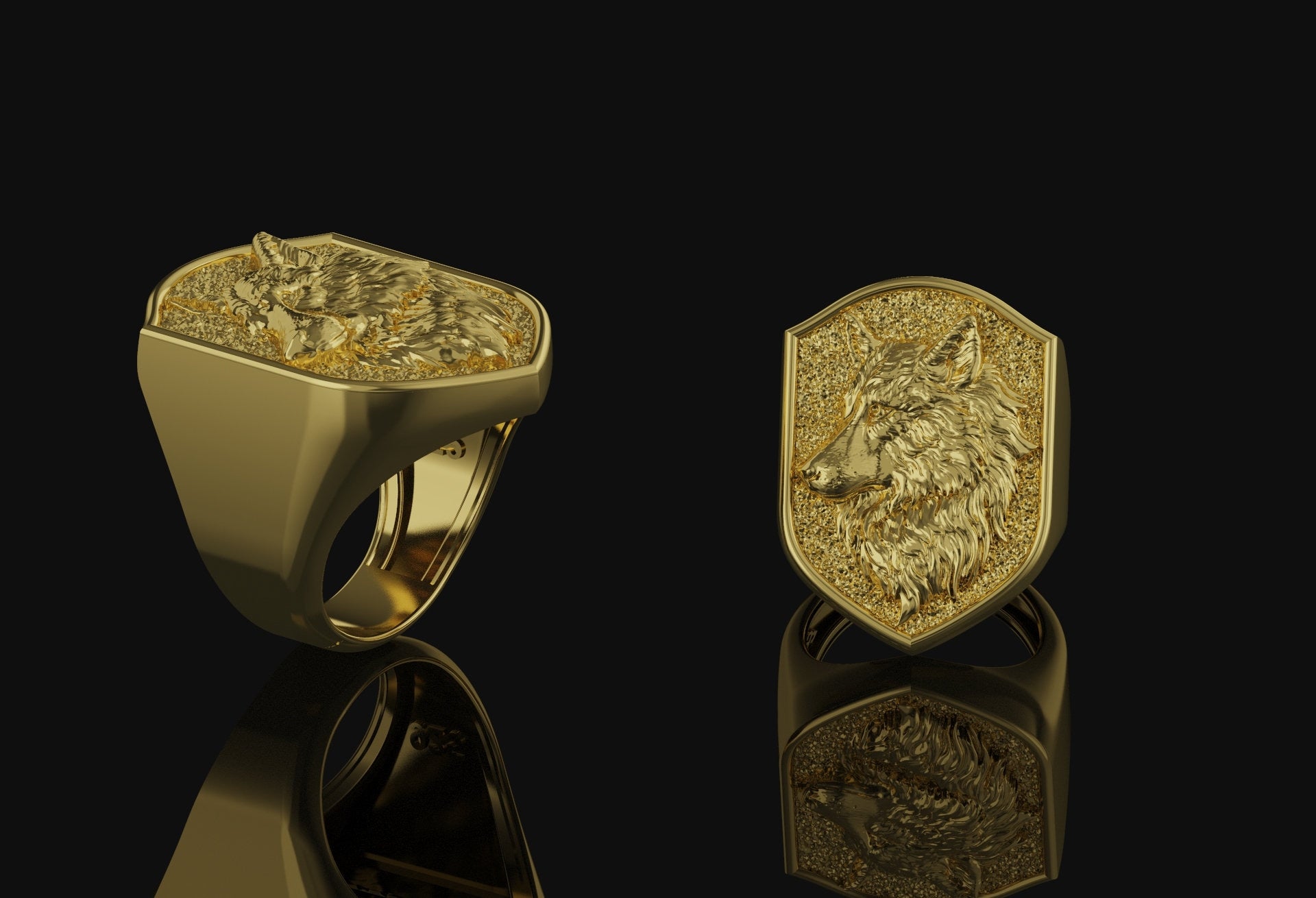 Wolf Ring Gold Finish