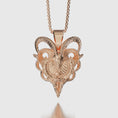 Load image into Gallery viewer, Biomechanical Goat Pendant Rose Gold Finish