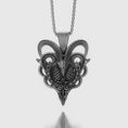 Load image into Gallery viewer, Biomechanical Goat Pendant Oxidized Finish