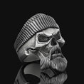 Bild in Galerie-Betrachter laden, Men's Skull with Beret Oxidized Finish