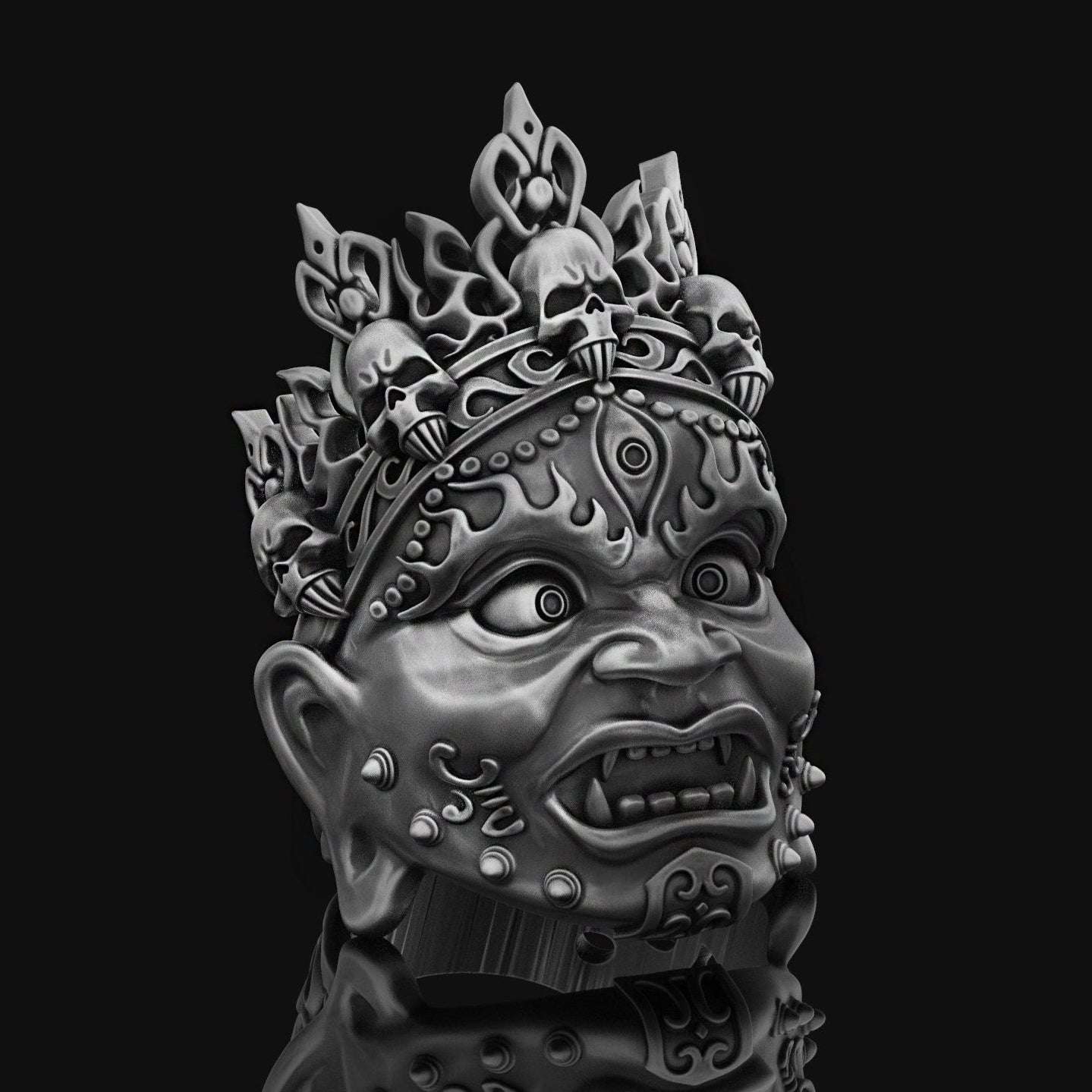 Silver Yama Ring, God of Oxidized Finish