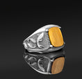 Load image into Gallery viewer, Men's Onyx Ring, Sterling Tiger's eye