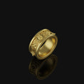 Load image into Gallery viewer, Intricate Celtic Wolf Band - Engravable Gold Finish